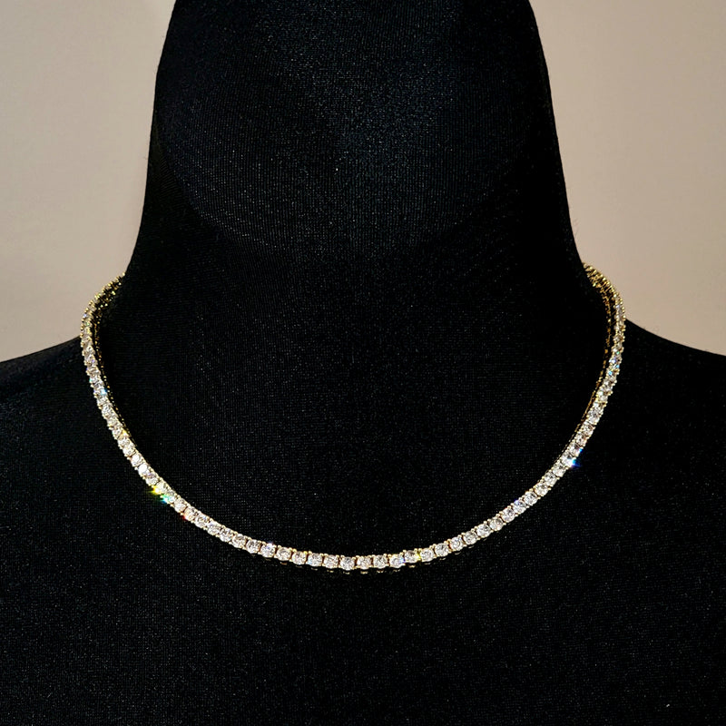 Radiant Gold Tennis Necklace - Leila Jewels