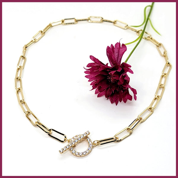 Pavé Toggle Necklace - Leila Jewels