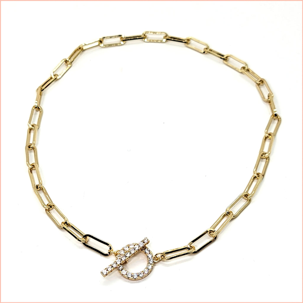 Pavé Toggle Necklace - Leila Jewels