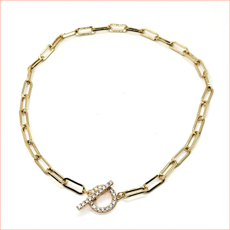 Pavé Toggle Necklace - Leila Jewels