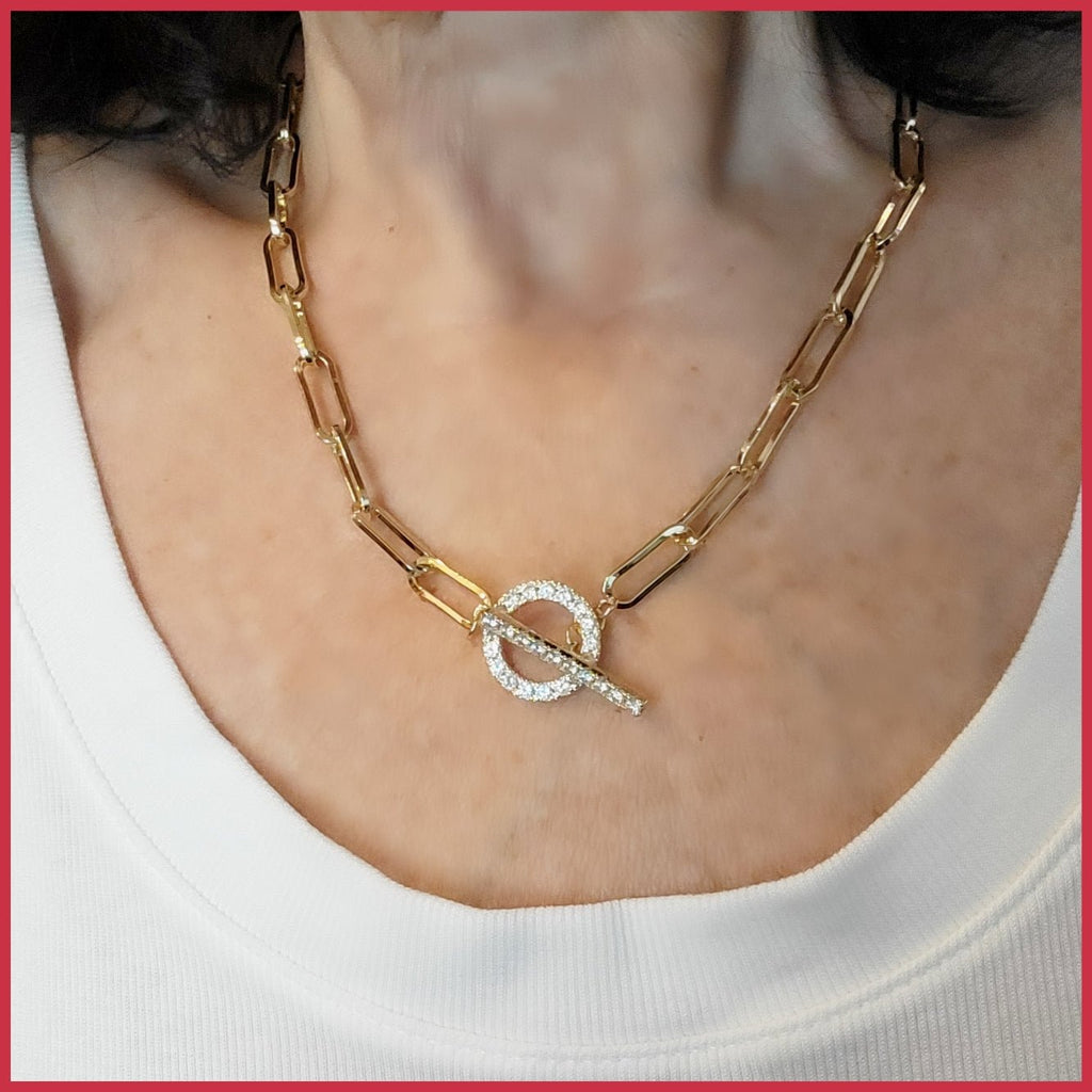 Pavé Toggle Necklace - Leila Jewels