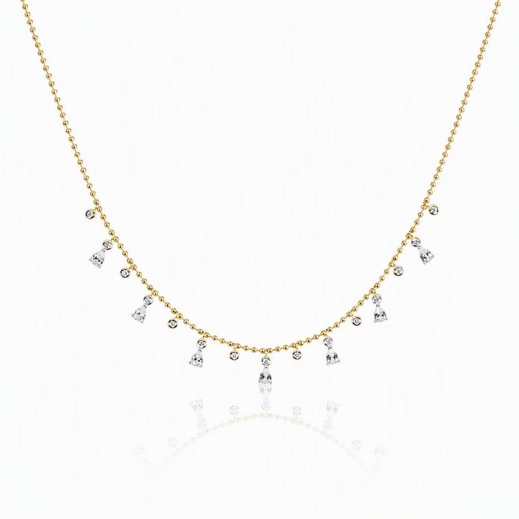 Golden Raindrop CZ Necklace - Leila Jewels