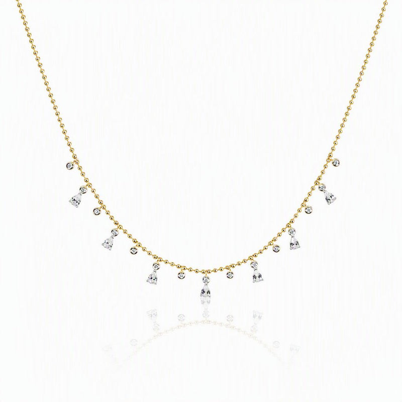 Golden Raindrop CZ Necklace - Leila Jewels