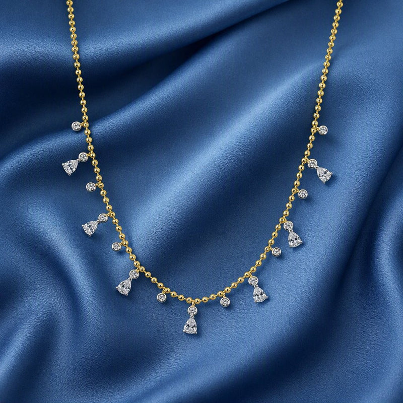 Golden Raindrop CZ Necklace - Leila Jewels
