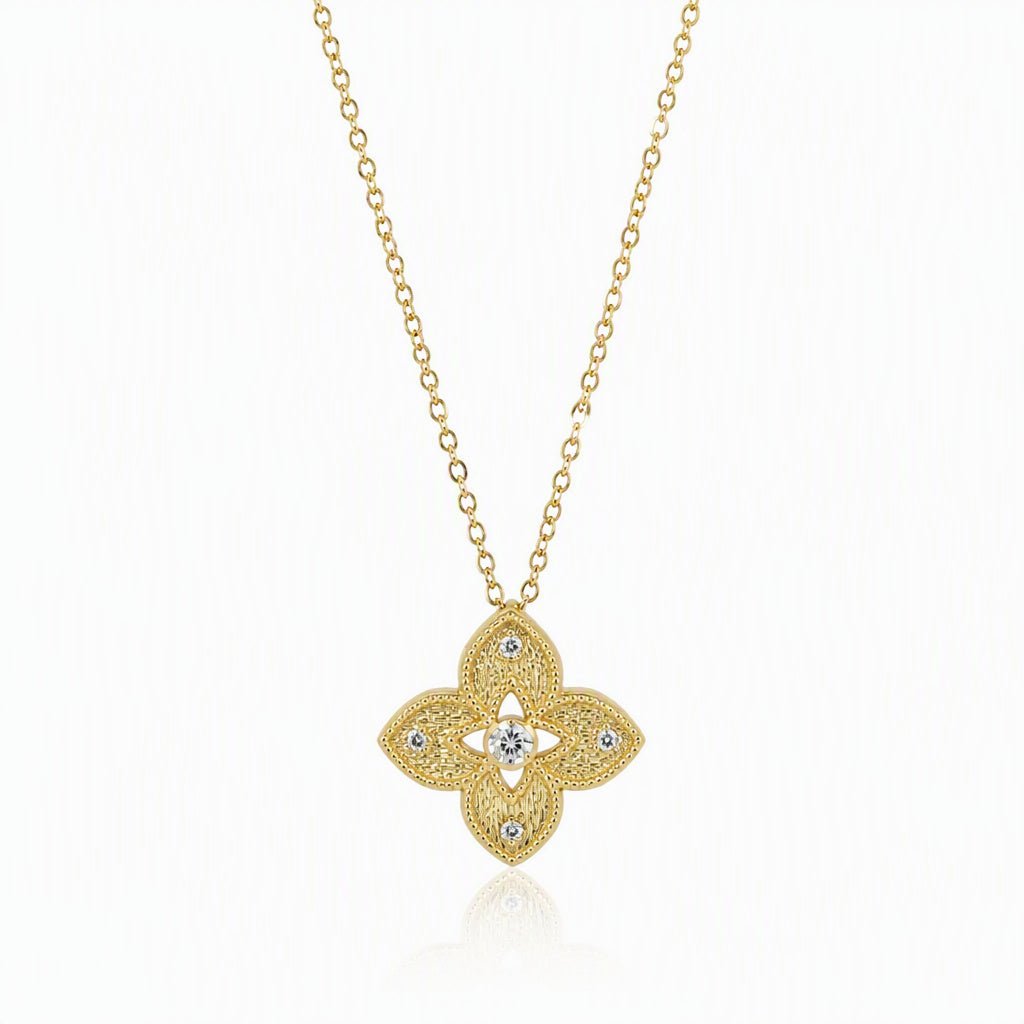 Golden Venetian Petal CZ Necklace - Leila Jewels