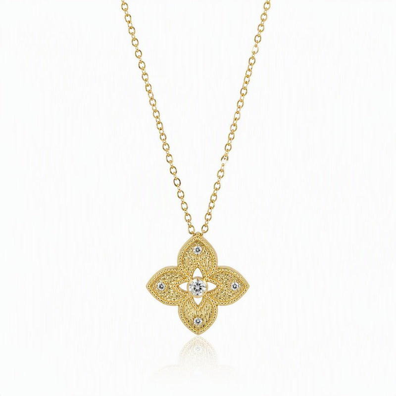 Golden Venetian Petal CZ Necklace - Leila Jewels