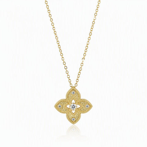 Golden Venetian Petal CZ Necklace - Leila Jewels