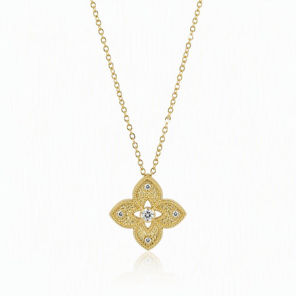 Golden Venetian Petal CZ Necklace - Leila Jewels