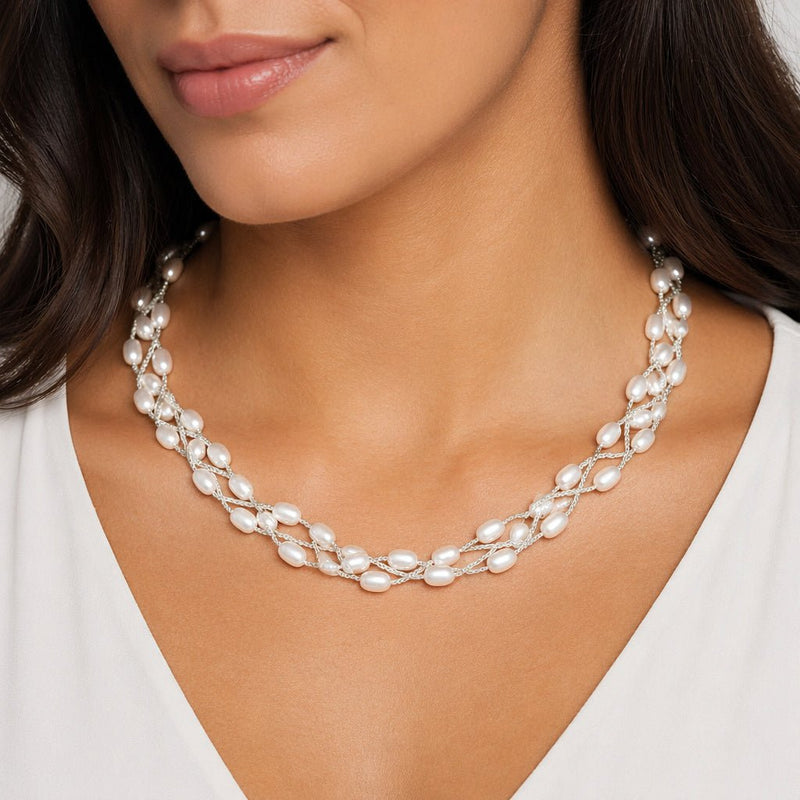 Woven Freshwater Pearl Necklace - Leila Jewels