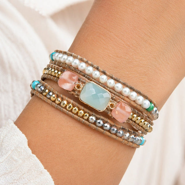 Wrap Bracelet with Gemstone Beads - Leila Jewels