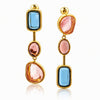 Mismatched Glass Drop Earrings in Gold - Leila Jewels