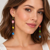 Colorful Mismatched Glass Bead Drop Earrings in Gold - Leila Jewels