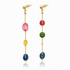 Colorful Mismatched Glass Bead Drop Earrings in Gold - Leila Jewels