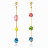 Colorful Mismatched Glass Bead Drop Earrings in Gold - Leila Jewels