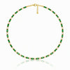 Green Baguette Crystal Choker Necklace in Gold - Leila Jewels