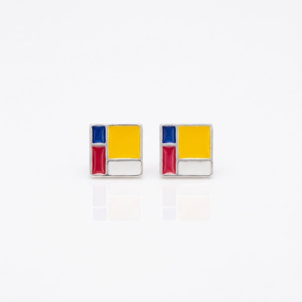 Mondrian Stud Art Earrings - Leila Jewels