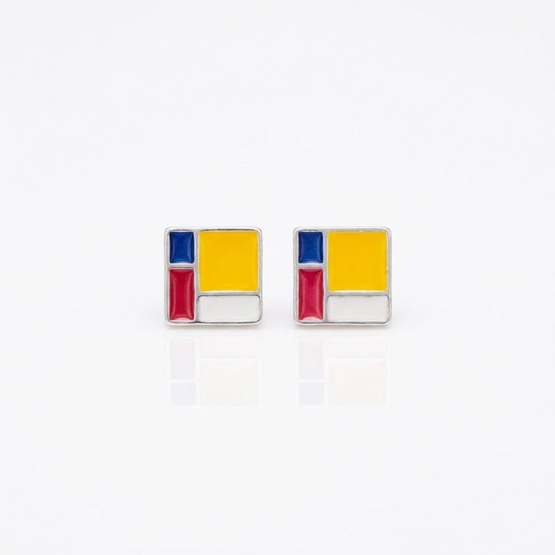 Mondrian Stud Art Earrings - Leila Jewels