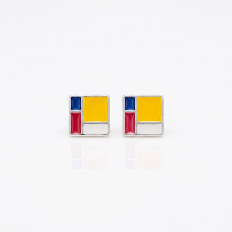 Mondrian Stud Art Earrings - Leila Jewels