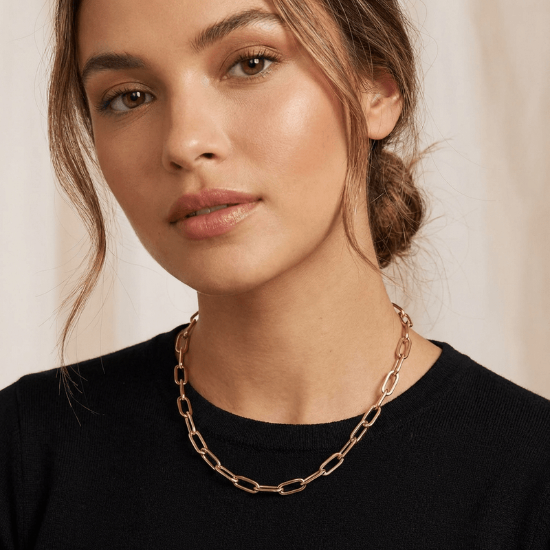 Simple Paperclip Links Necklace - Leila Jewels