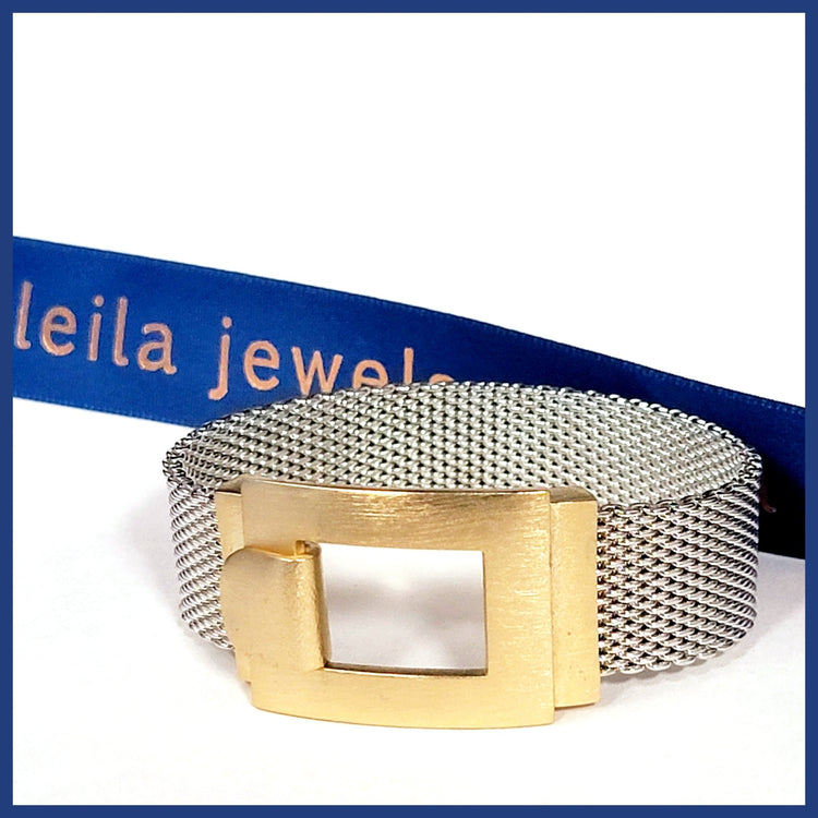 Wide Mesh Buckle Bracelet - Leila Jewels