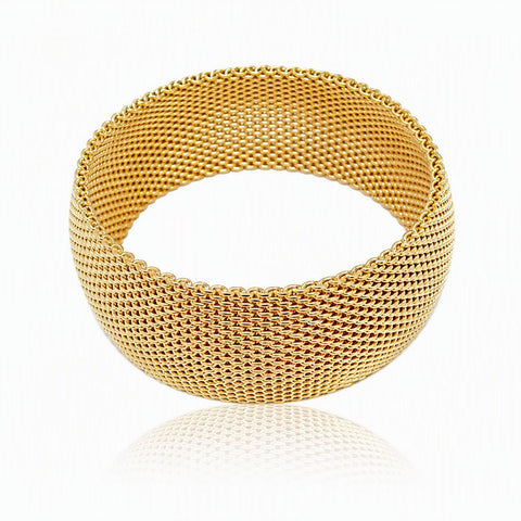 Wide Domed Mesh Bangle - Leila Jewels
