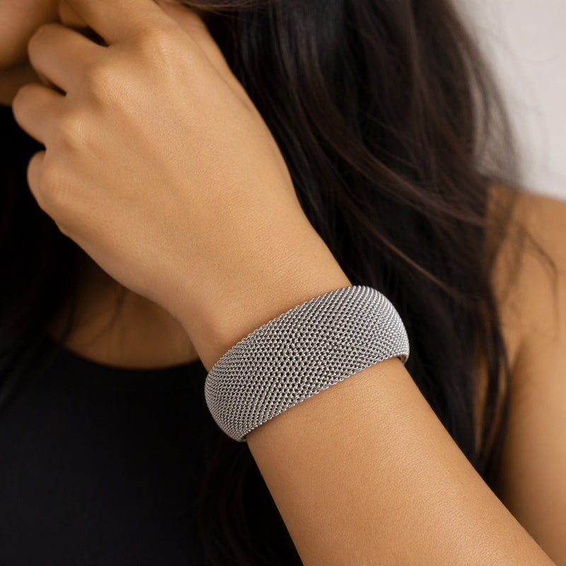 Wide Domed Mesh Bangle