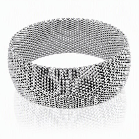 Wide Domed Mesh Bangle - Leila Jewels