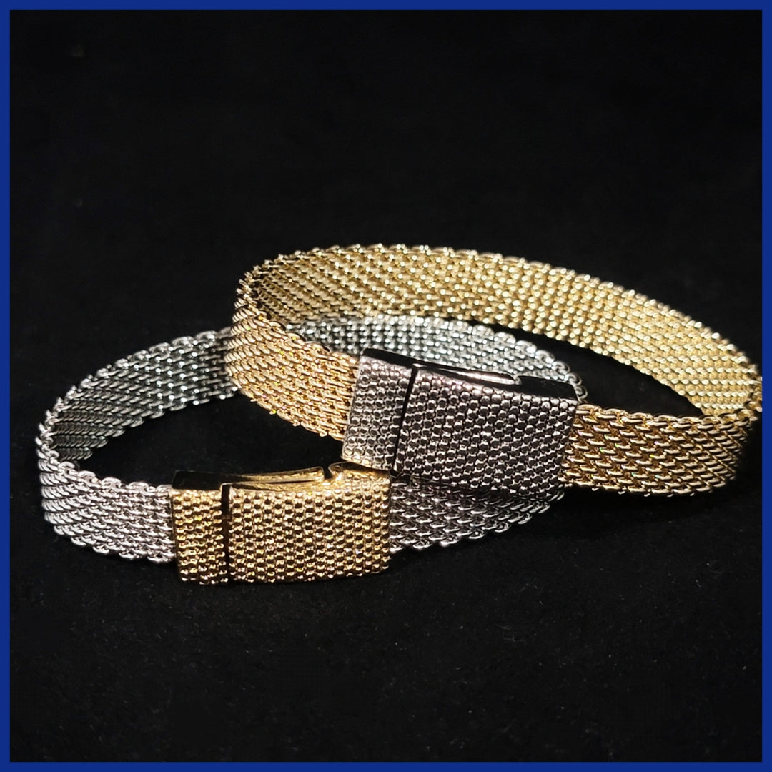 Two - Tone Mesh Bracelet - Leila Jewels