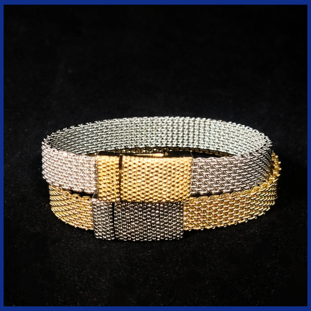 Two - Tone Mesh Bracelet - Leila Jewels