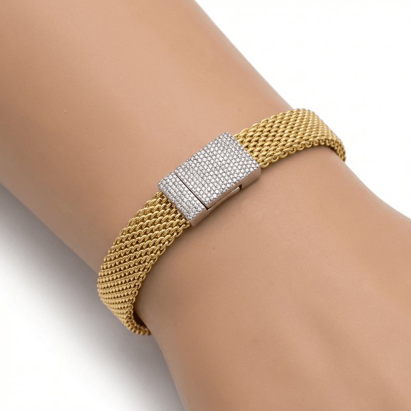 Two - Tone Mesh Bracelet - Leila Jewels