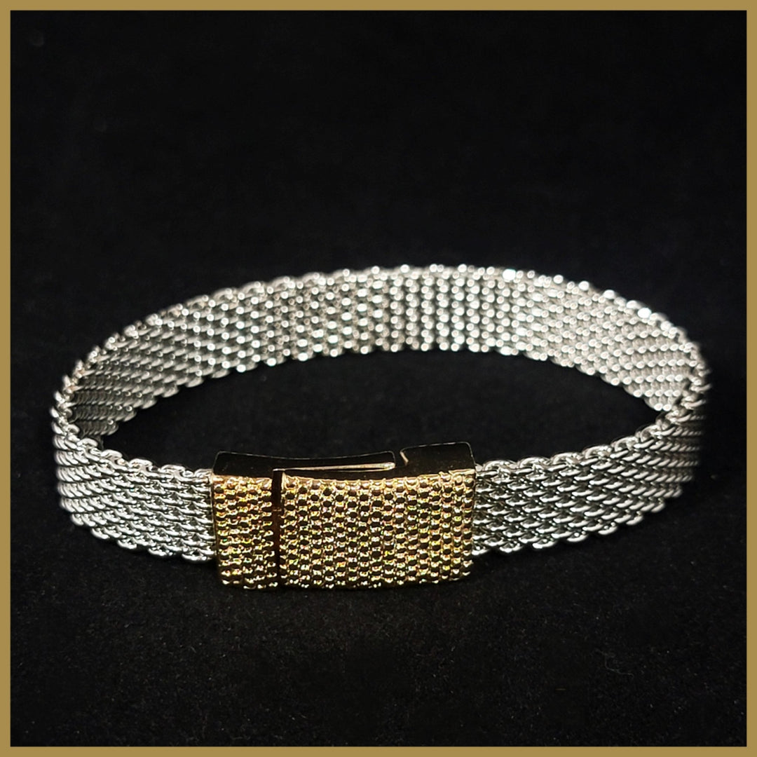 Two - Tone Mesh Bracelet - Leila Jewels