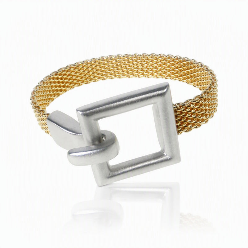 Flat Mesh Bracelet with Square Hook Clasp