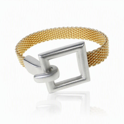 Flat Mesh Bracelet with Square Hook Clasp - Leila Jewels