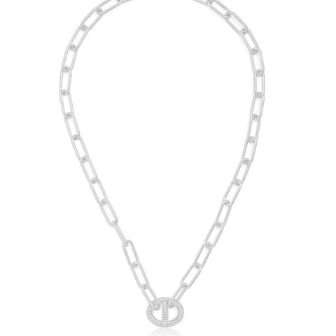 Pavé Mariner Link Necklace - Leila Jewels