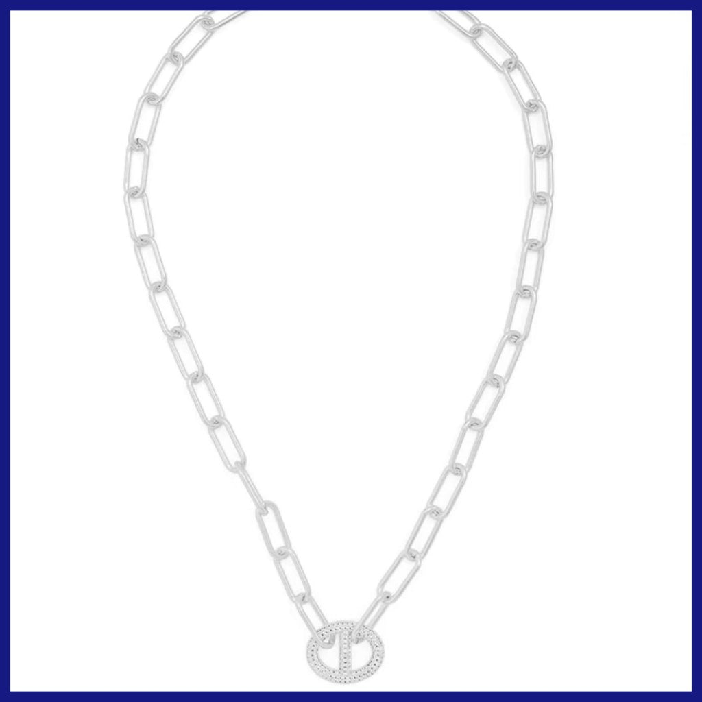 Pavé Mariner Link Necklace - Leila Jewels