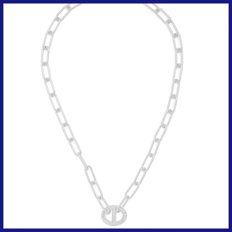 Pavé Mariner Link Necklace - Leila Jewels