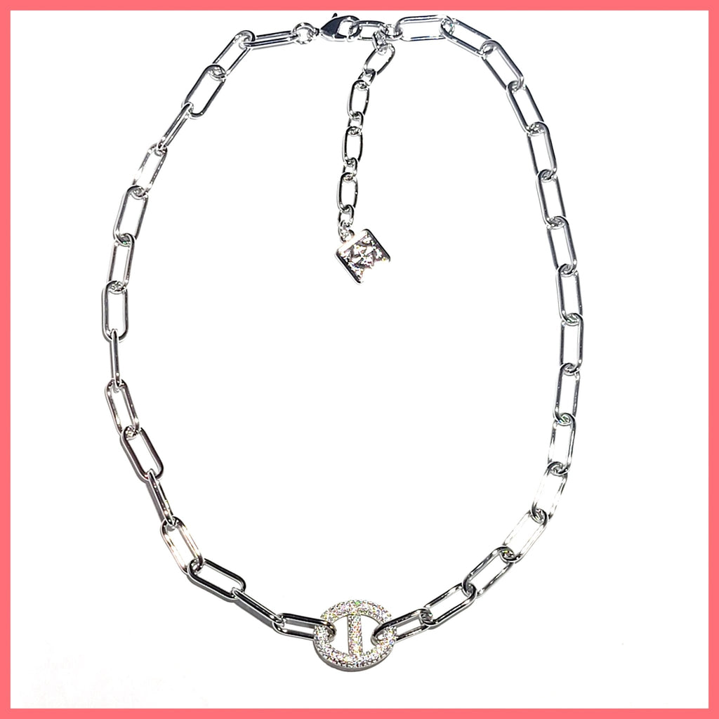 Pavé Mariner Link Necklace - Leila Jewels
