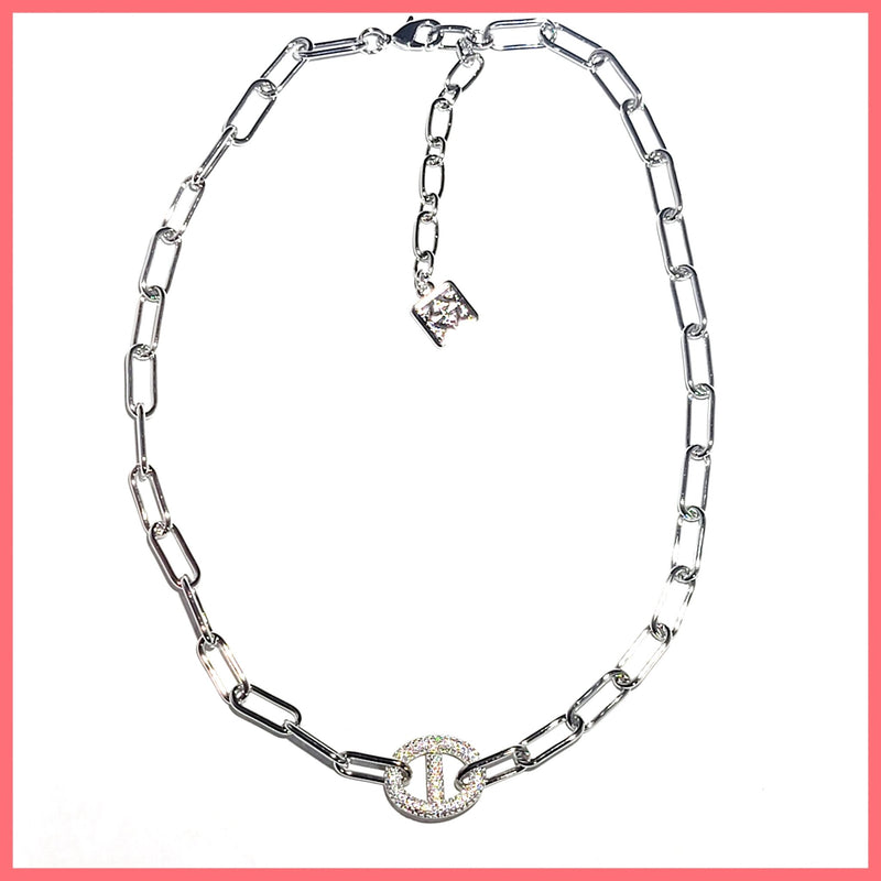 Pavé Mariner Link Necklace - Leila Jewels