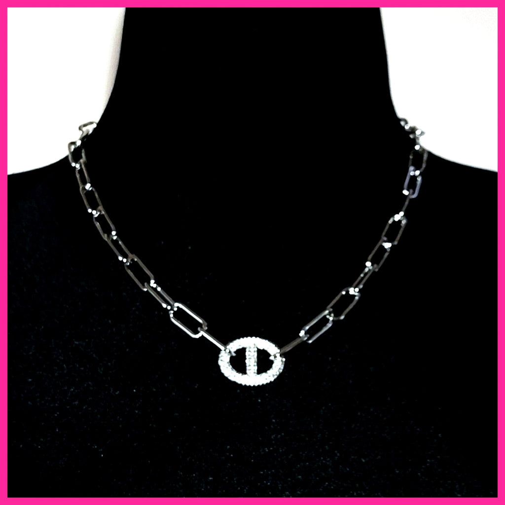 Pavé Mariner Link Necklace - Leila Jewels