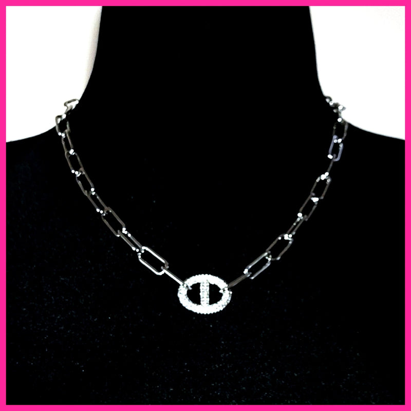 Pavé Mariner Link Necklace - Leila Jewels