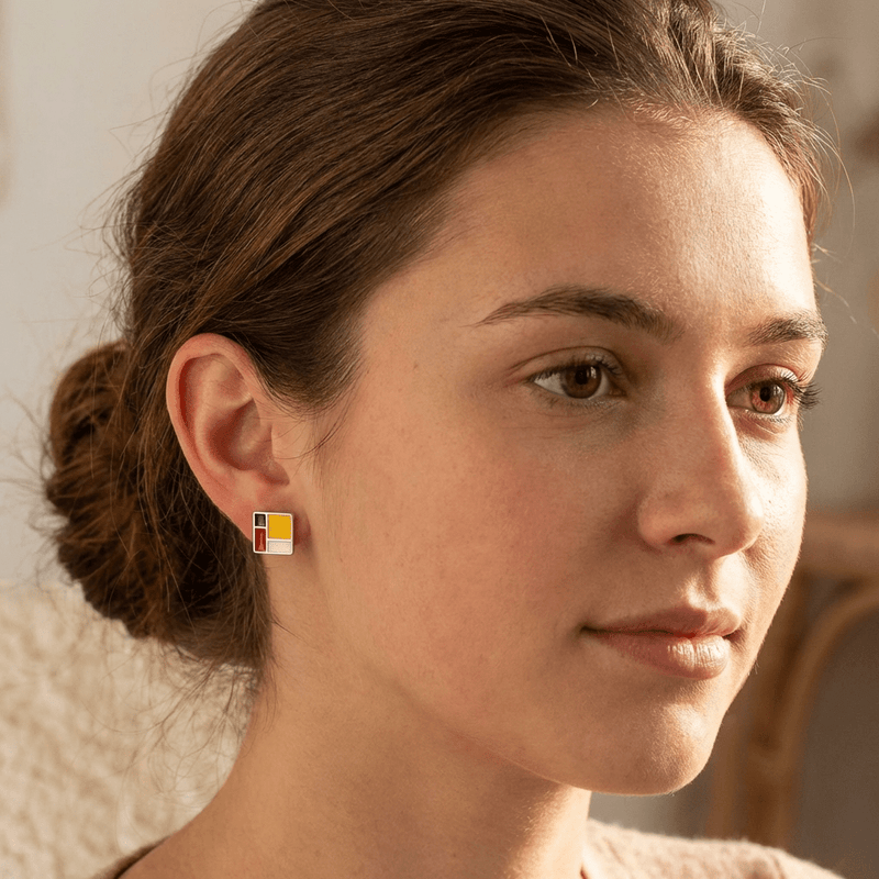Mondrian Stud Art Earrings - Leila Jewels