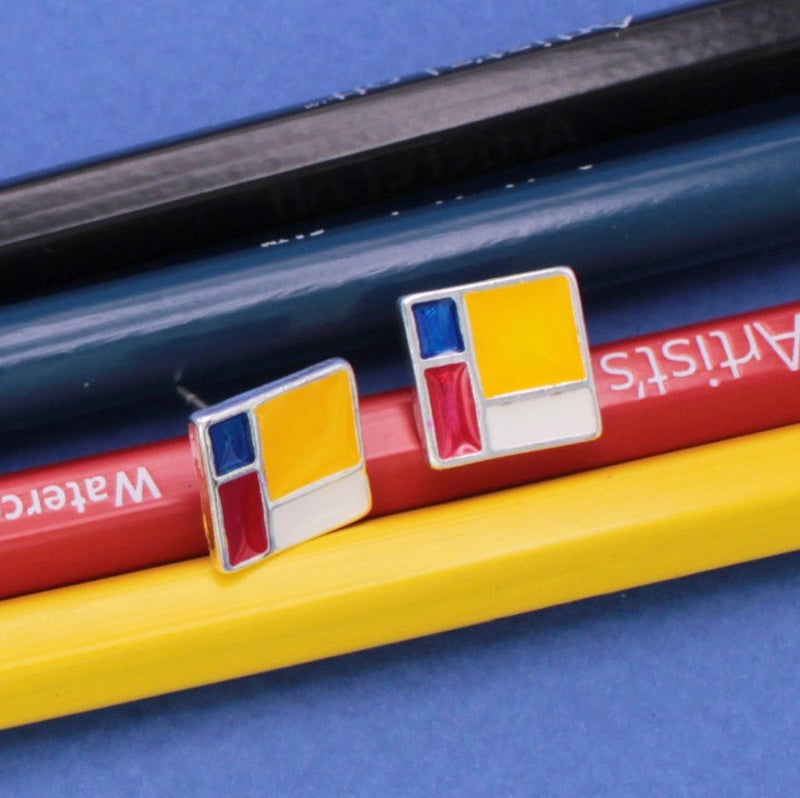 Mondrian Stud Art Earrings - Leila Jewels