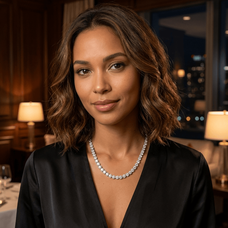 Halo Zirconia Tennis Necklace - Leila Jewels