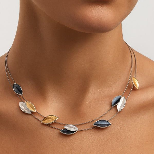 Enamel Leaves Necklace - Leila Jewels