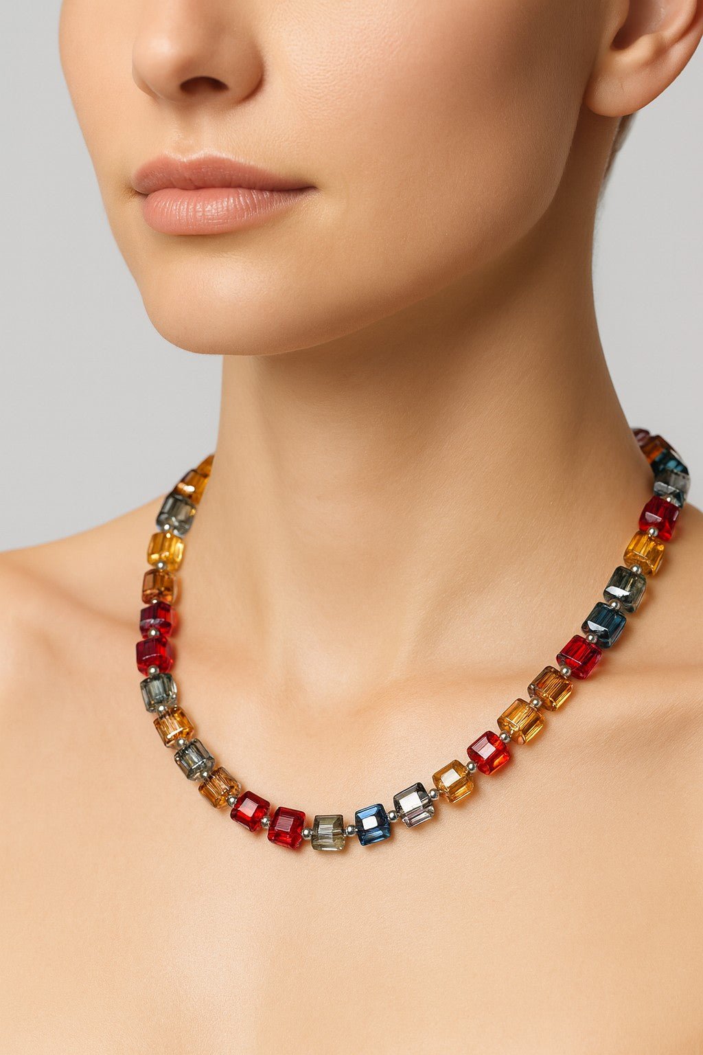Colorful Crystal Cubes Necklace - Leila Jewels