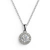 Sterling Halo Pendant Necklace - Leila Jewels