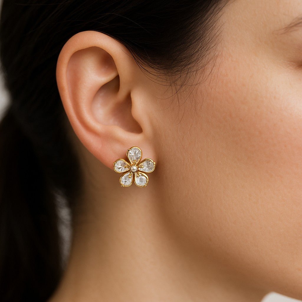 Druzy Stone Daisy Earrings - Leila Jewels