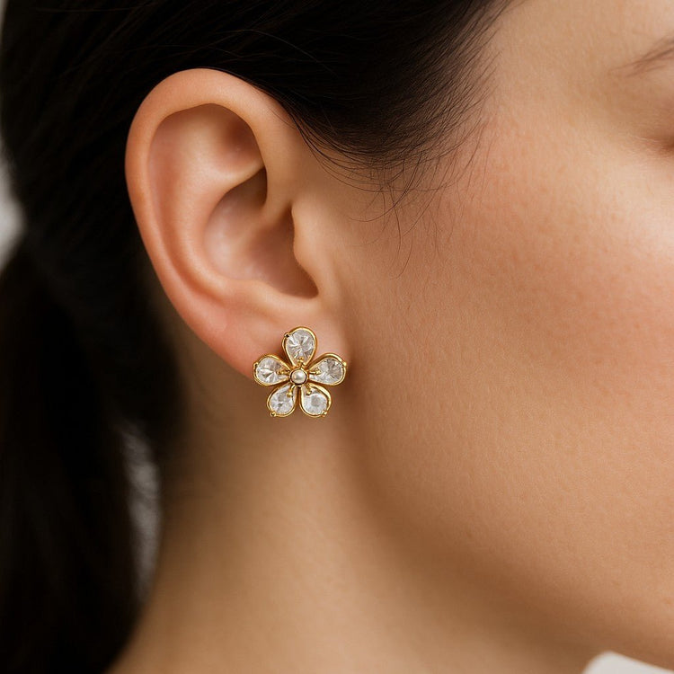 Druzy Stone Daisy Earrings - Leila Jewels