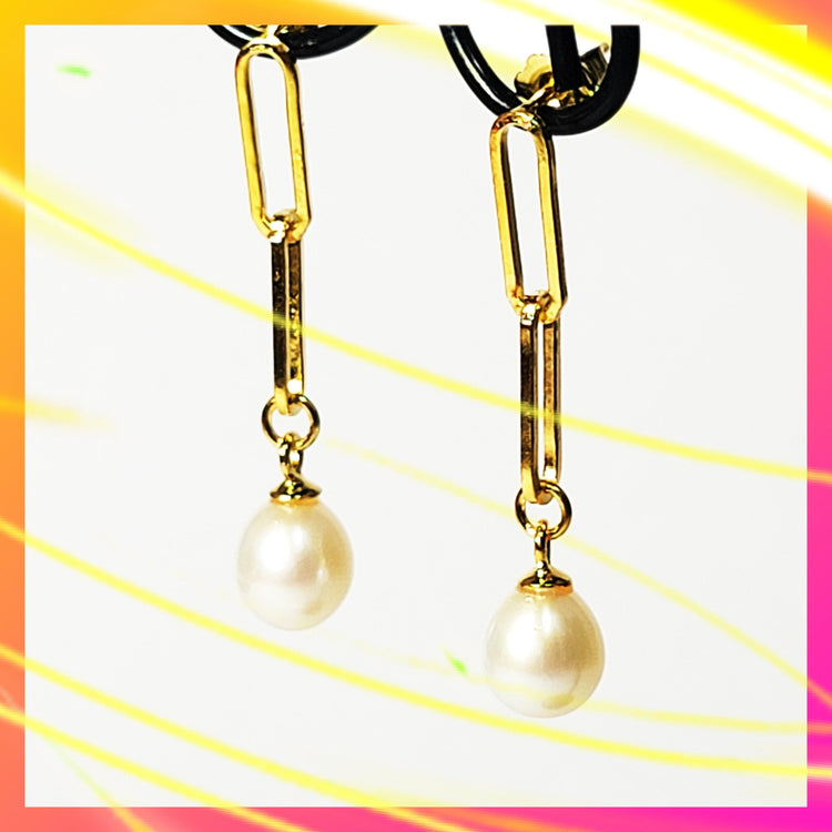 Pearl Paperclip Earrings - Leila Jewels