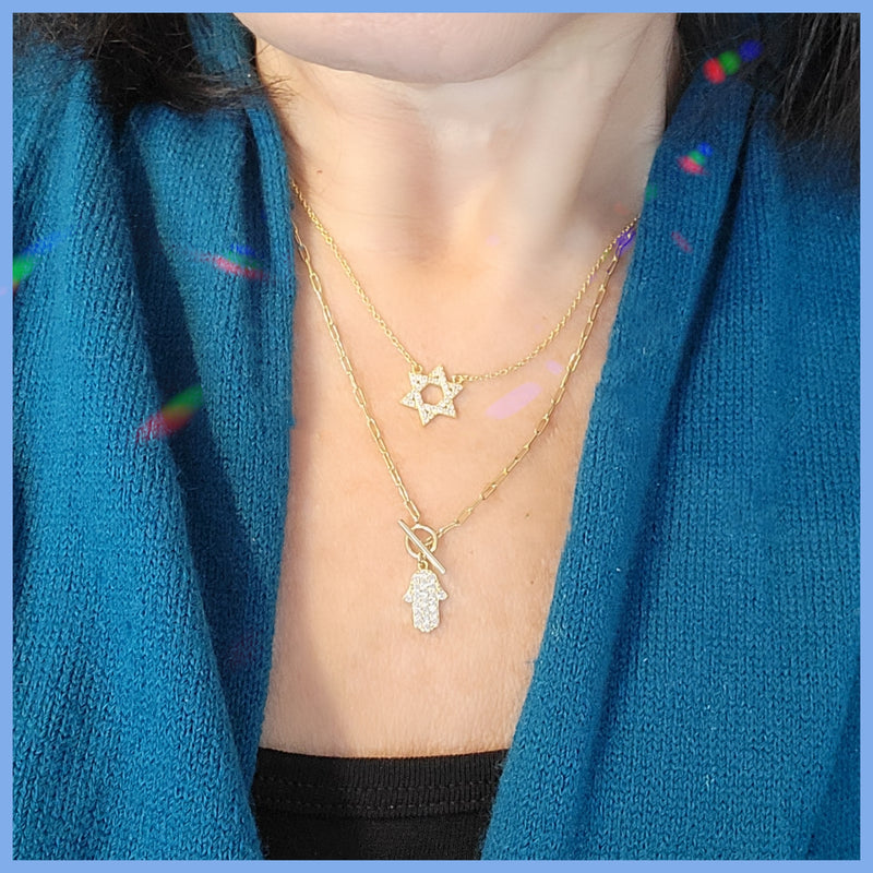 Sterling Pavé Star of David Necklace - Leila Jewels